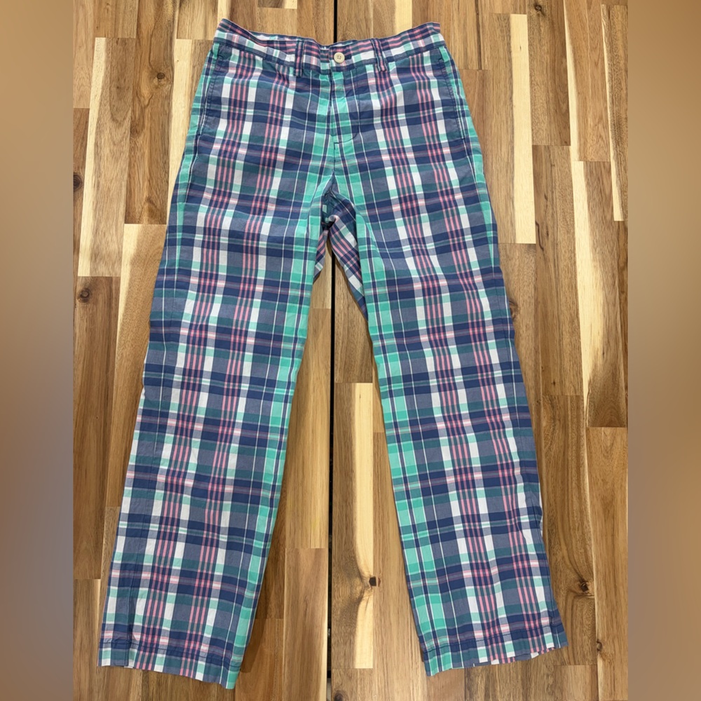 Boys Vineyard Vines 100% Cotton Pastel Plaid Pants size 12